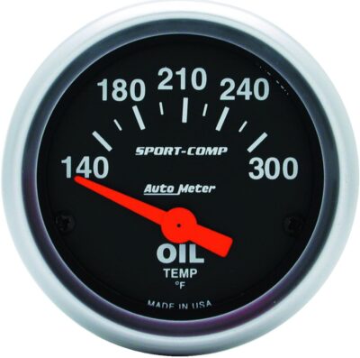 Auto Meter 300 Degree Oil Temperature Gauge Black Face | AM3348